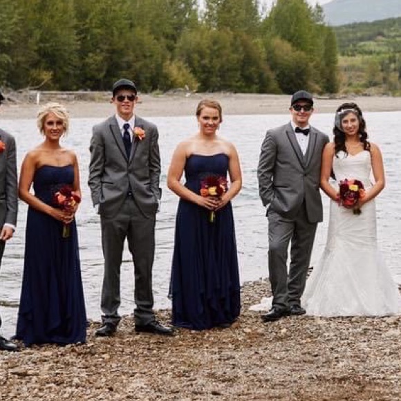 David's Bridal - Navy Blue Chiffon Bridesmaid Dress, Size 2 - Picture 14 of 14